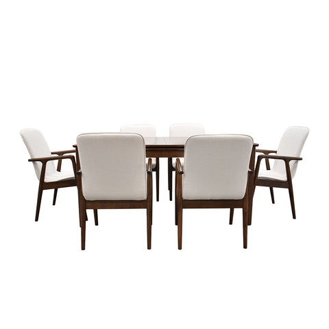 Comedor Elegante Carson con Mesa rectangular auto-extendible- 6 Personas - Sillas Tela Beige