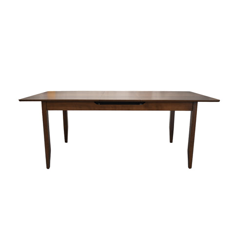 Comedor Elegante Carson con Mesa rectangular auto-extendible - 6 Personas - Sillas Tela Gris- Chapa Nogal