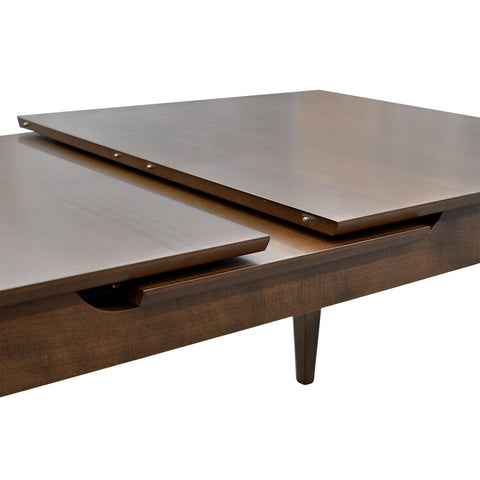 Comedor Elegante Carson con Mesa rectangular auto-extendible - 8 Personas - Sillas Tela Gris - Chapa de Nogal