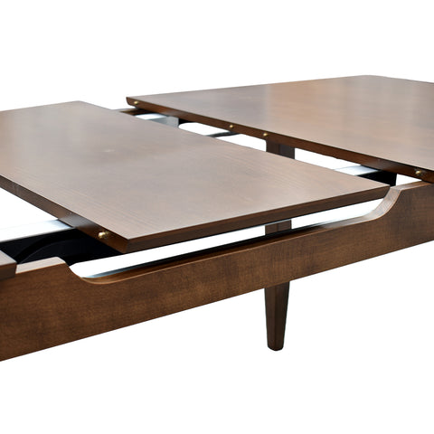 Comedor Elegante Carson con Mesa rectangular auto-extendible - 6 Personas - Sillas Tela Gris- Chapa Nogal