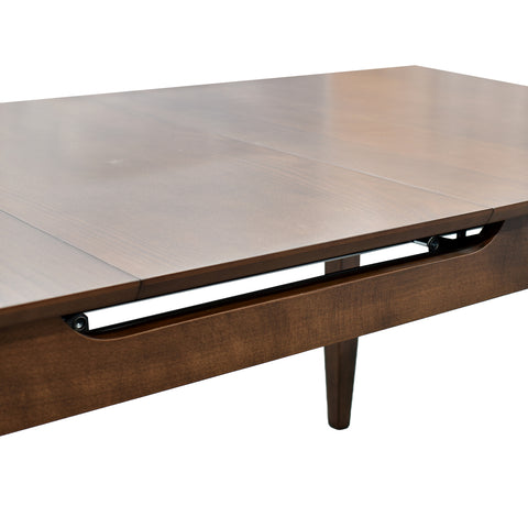 Comedor Elegante Carson con Mesa rectangular auto-extendible- 6 Personas - 4 Sillas Tela Beige , 2 Sillas Tela Gris - Chapa de Nogal