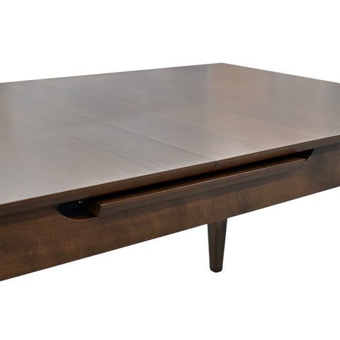 Comedor Elegante Carson con Mesa rectangular auto-extendible - 8 Personas - 6 Sillas Tela Beige, 2 Sillas Tela Gris - Chapa de Nogal
