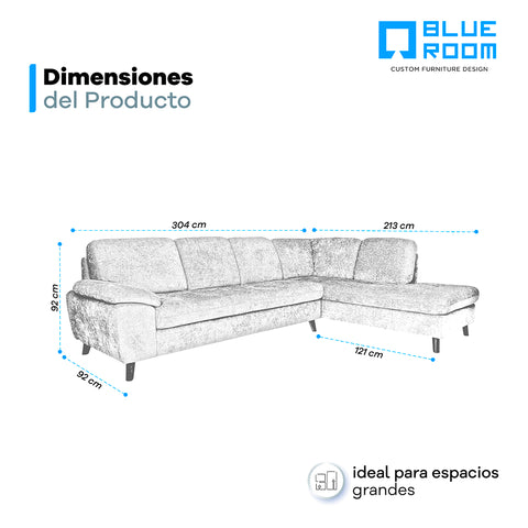 Sala Casterly Chaise Derecho - Montana Plata