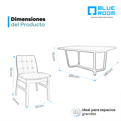 Comedor Clermont 6 personas - Chapa Nogal