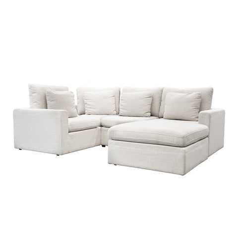 Sala Esquinera Modular Cushy - 5 pzas Tela Bruna Ivory