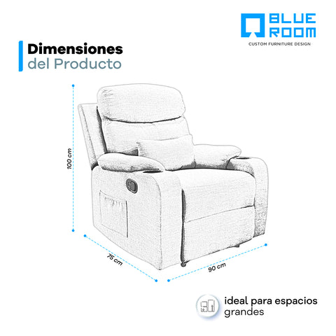 Sillón Reclinable Sistema Manual de Tela Dallas - Gris Claro