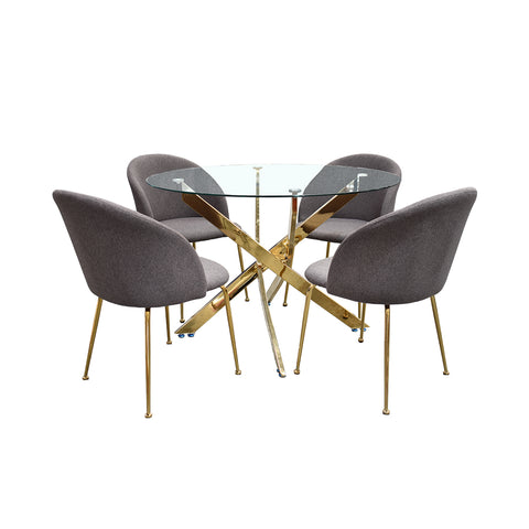 Comedor Denver - 4 Sillas Denver - Lino Gris