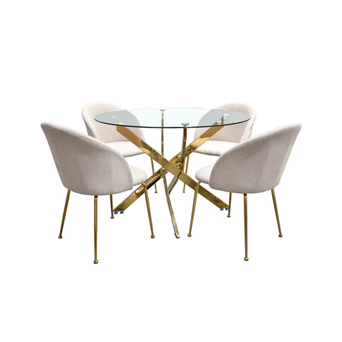 Comedor Denver - 4 Sillas Denver - Lino Beige