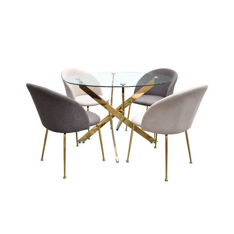 Comedor Denver - 4 Sillas Denver - 2 Lino Beige - 2 Lino Gris
