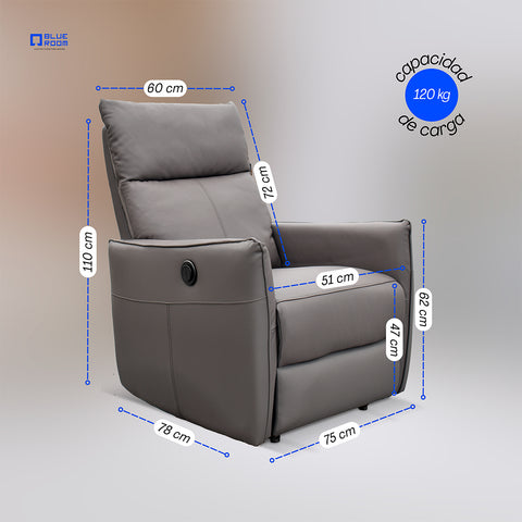 Sillón Reclinable Eléctrico Dorian- Piel Negro
