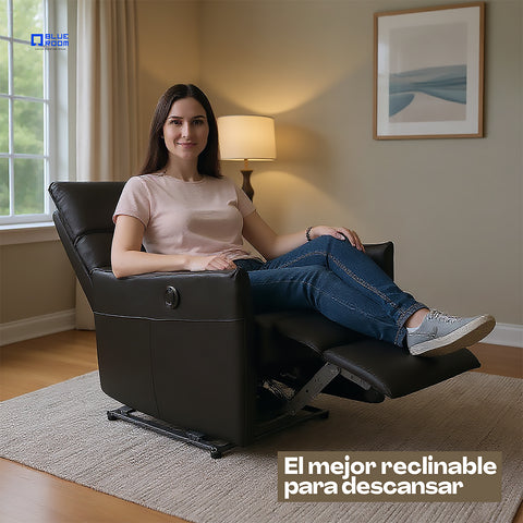 Sillón Reclinable Eléctrico Dorian- Piel Negro