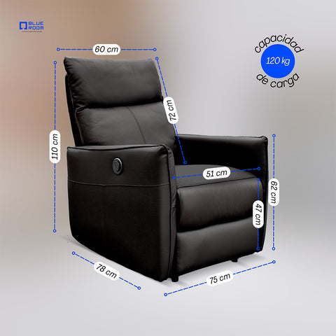 Sillón Reclinable Eléctrico Dorian- Piel Negro