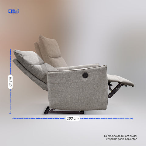 Sillón Reclinable Eléctrico Dorian- Tela Gris