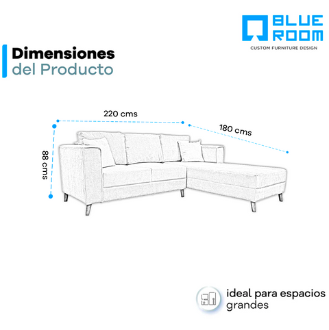 Sala Esquinera Duero Chaise Derecho - Tela Doone Beige