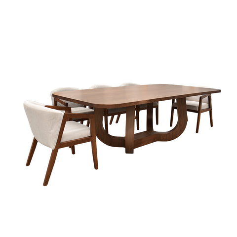 Comedor Edra 6 Sillas Grises, 2 Sillas Beige - 8P - Nogal