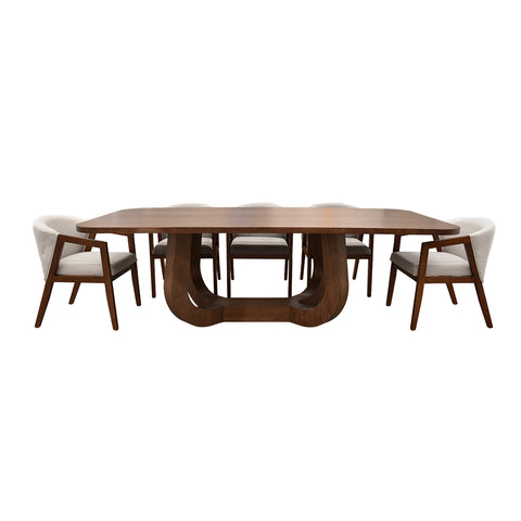 Comedor Edra 6 Sillas Grises, 2 Sillas Beige - 8P - Nogal