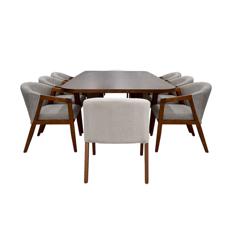 Comedor Edra 6 Sillas Grises, 2 Sillas Beige - 8P - Nogal