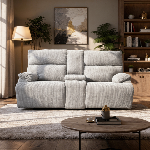 Sala Reclinable Evans - Sofá y Love Seat - Gris Olivo