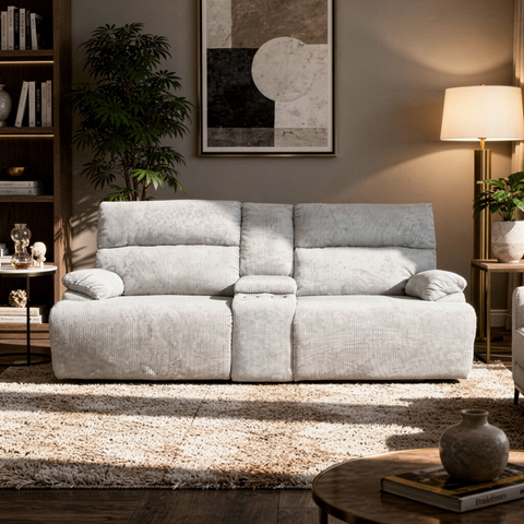 Sala Reclinable Evans - Sofá y Love Seat - Gris Olivo