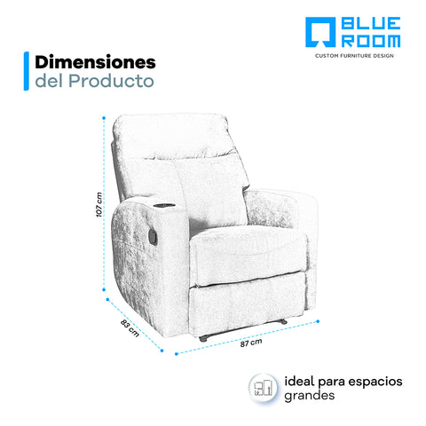 Sillón Reclinable de Tela Ferrara Sistema Manual- Beige