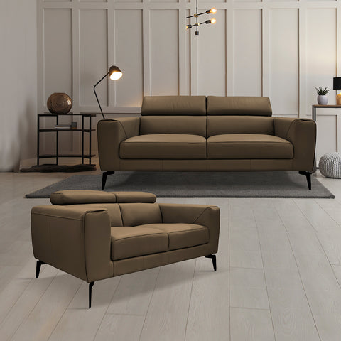 Sala Foster - Sofa y Love Seat - Piel Mocha