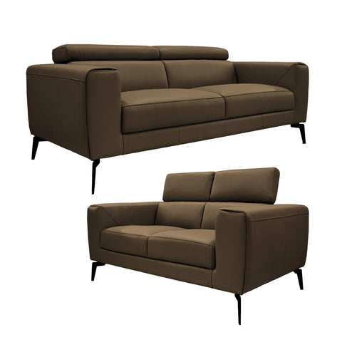 Sala Foster - Sofa y Love Seat - Piel Mocha