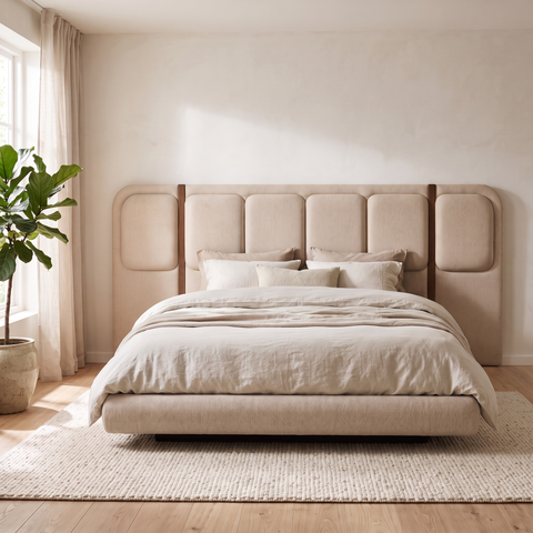 Cama Con Base Glemin - Nogal Bayonne Hueso