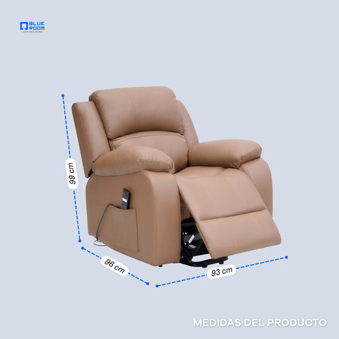Sillón Reclinable Eléctrico Con Elevador Bellaro - Tacto Piel Café