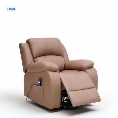 Sillón Reclinable Eléctrico Con Elevador Bellaro - Tacto Piel Café