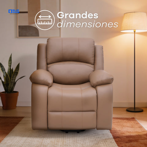 Sillón Reclinable Eléctrico Con Elevador Bellaro - Tacto Piel Café