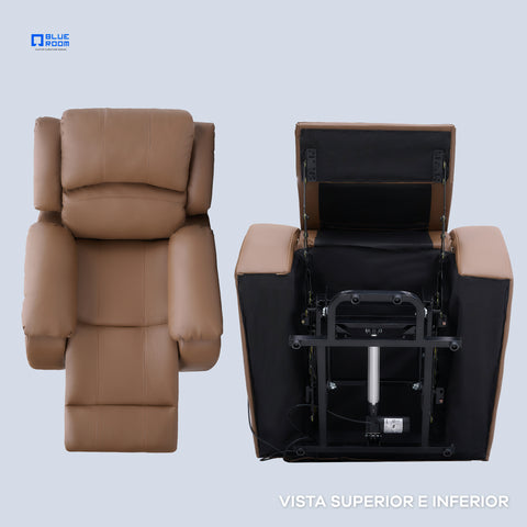 Sillón Reclinable Eléctrico Con Elevador Bellaro - Tacto Piel Café