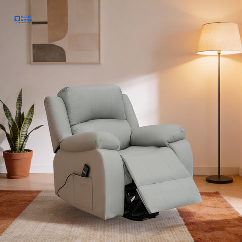 Sillón Reclinable Eléctrico Con Elevador Bellaro - Tacto Piel Café