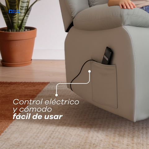 Sillón Reclinable Eléctrico Con Elevador Bellaro - Tacto Piel Café