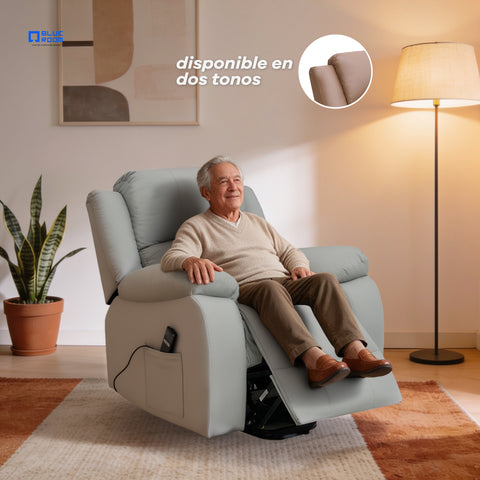 Sillón Reclinable Eléctrico Con Elevador Bellaro - Tacto Piel Café