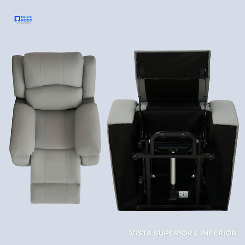 Sillón Reclinable Eléctrico Con Elevador Bellaro - Tacto Piel Café