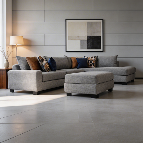 Sala Esquinera Vancouver - Chaise Derecho y Taburete - Enora Grey
