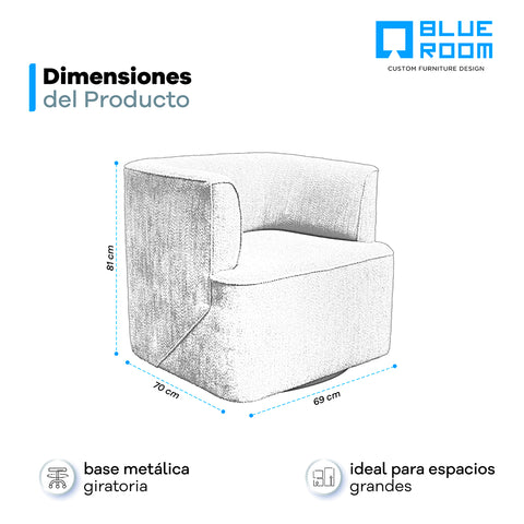 Sillon Ian Giratorio  - Mucca Bone