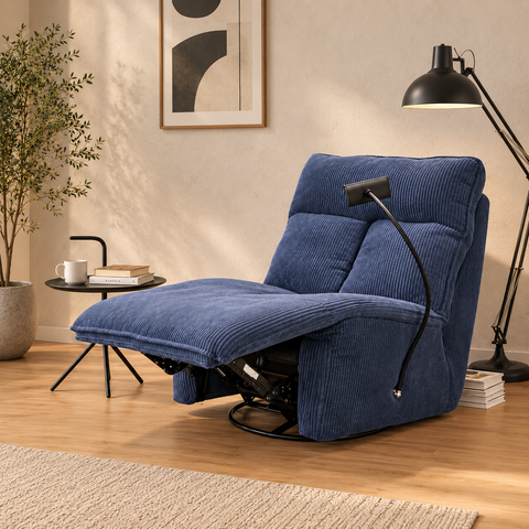 Sillón Giratorio Mecedora Reclinable de Tela Belle Sistema Manual- Lincoln Prussian