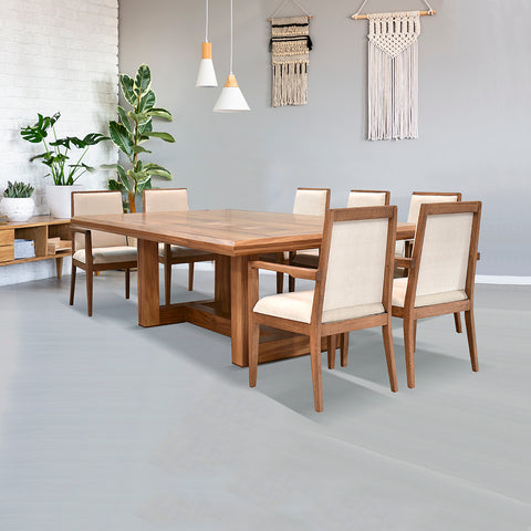 Comedor London - Parota 10  Sillas Beige