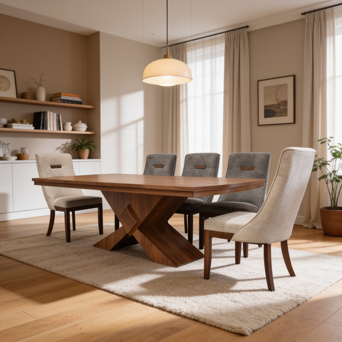 Comedor Luca - 6 sillas Gris, 2 Sillas Beige