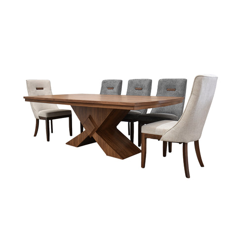 Comedor Luca - 6 sillas Gris, 2 Sillas Beige