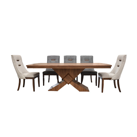 Comedor Luca - 6 sillas Gris, 2 Sillas Beige