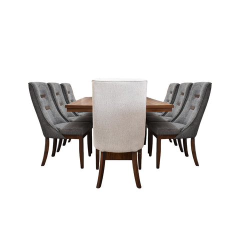 Comedor Luca - 6 sillas Gris, 2 Sillas Beige