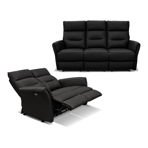 Sala Lugano - Sofa y Love Seat - Piel Negra