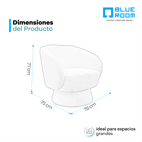Sillón Individual Luna - Tela Chenille Color Blanco