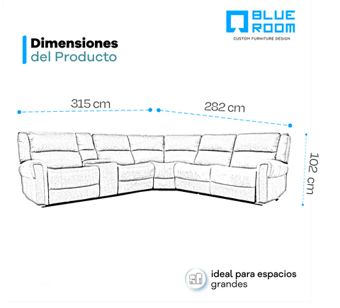 Sala Modular Reclinable Eléctrica Lusso - Texas Slate