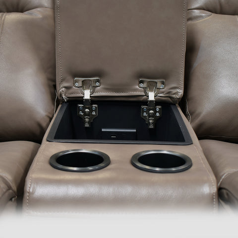 Sala Madrid Reclinable - Sofa - Love Seat C/Consola - Piel Beige