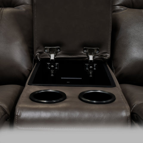 Sala Madrid Reclinable - Sofa - Love Seat C/Consola - Piel Beige