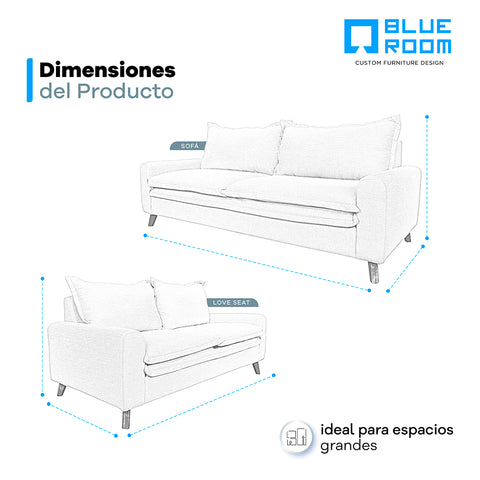 Sala Milos Sofa y Love Seat - Enora Cream