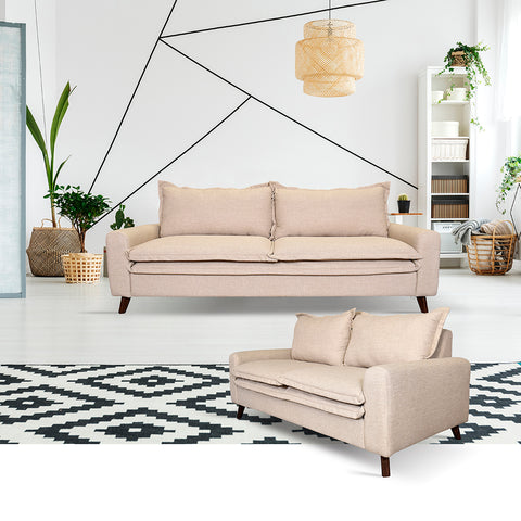Sala Milos Sofa y Love Seat - Enora Cream